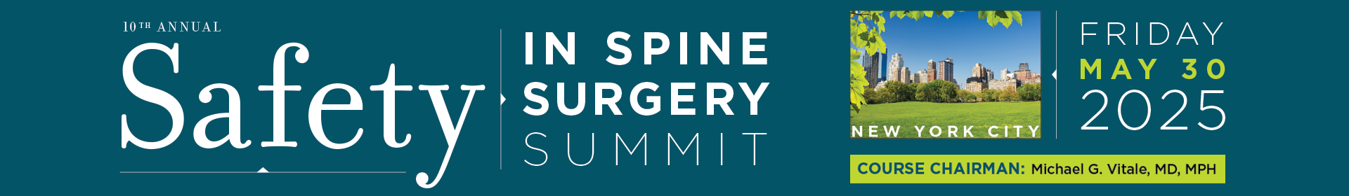 Safety in Spine Surgery Summit 2025 Event Banner